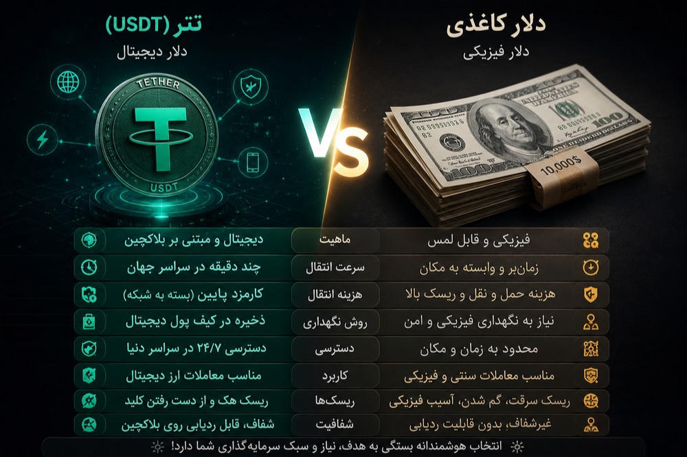 دلار و تتر چه فرقی با هم دارد؟